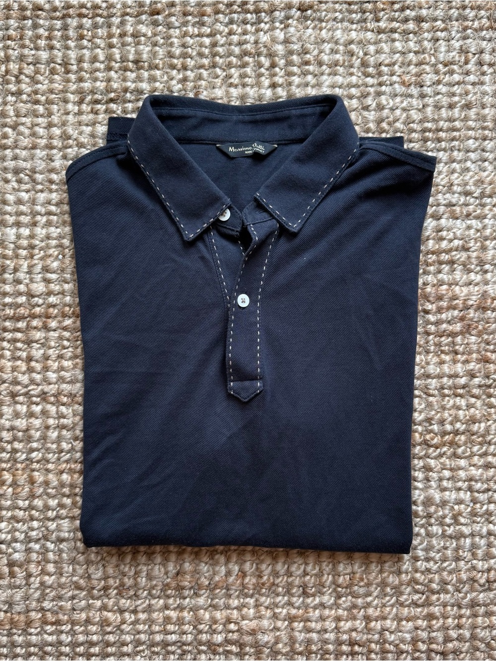 Massimo Dutti Navy Polo with Contrast Stitching